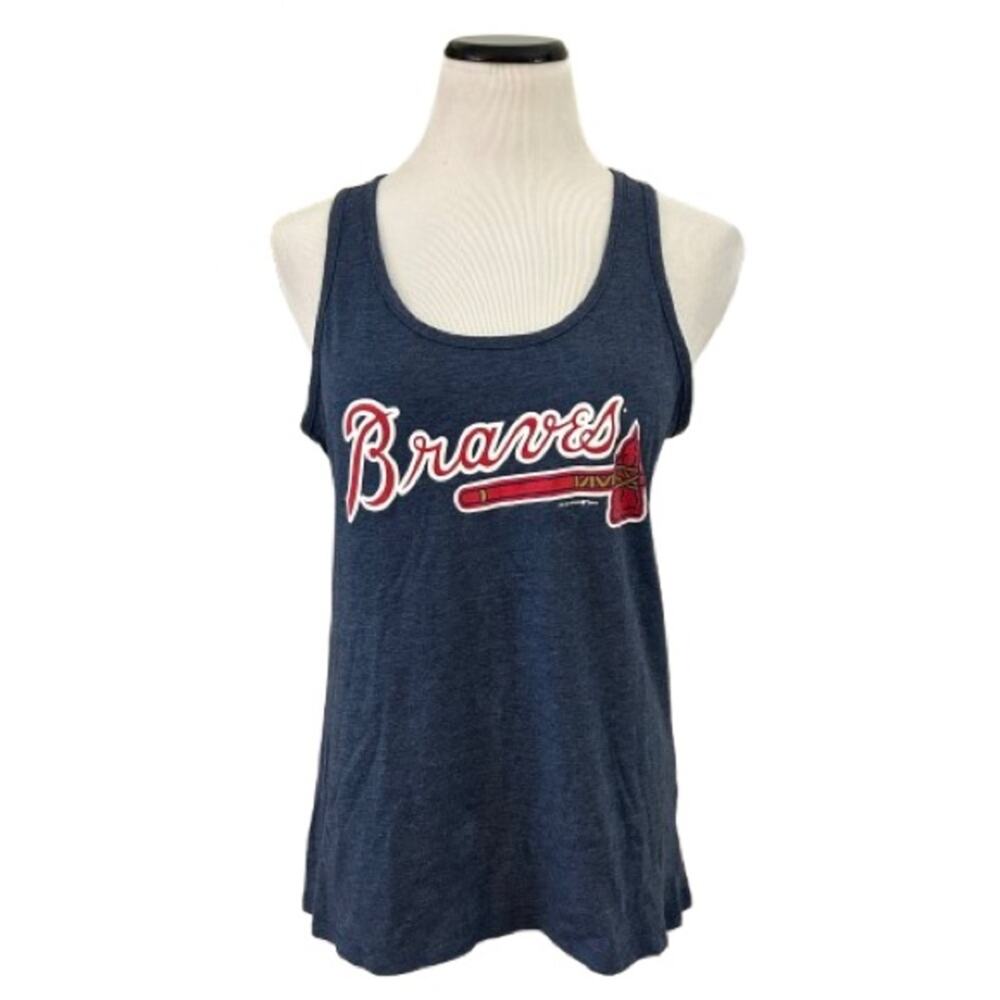 5th & Ocean MLB Atlanta Braves Blue Grey Racer Back Logo Tank Top. Size M.